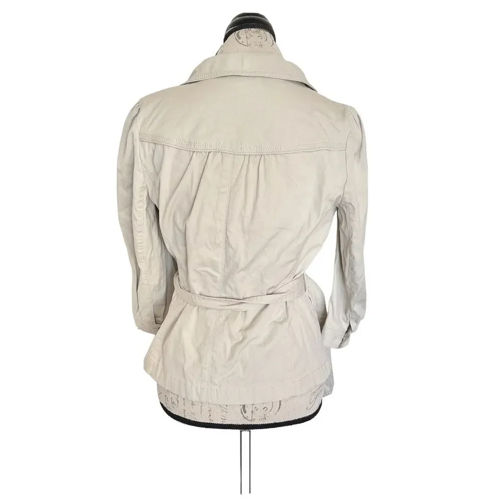 Loft Womens Jacket Beige Y2K Crop Dressy Size Small Petites 90's Clueless Button